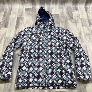 ✅Womens XL Core Powder Room Hooded Ski/Snowboard Jacket Geometric Color Block